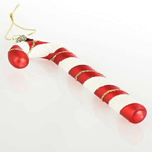 com-four® 6X Colgantes para árboles de Navidad bastón de Caramelo - Adornos para árboles de Navidad para Colgar - Bolas de Navidad en Forma de bastón de Caramelo (de Color Plateado - 4 Piezas)