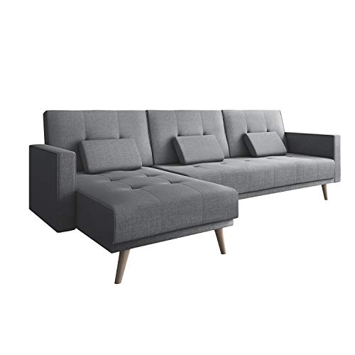 Comfort Products SelectionHome - Sofa Chaise Longue, SofaCama, Reversible, Modelo Verona, Acabado en Gris Claro, Medidas: 267 cm (Ancho) x 137 cm (Fondo) x 88 cm (Alto)