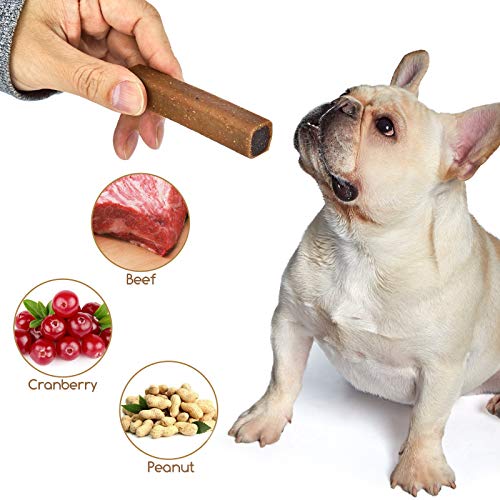 Comida Perros, Golosinas para Perros Comida Seca para Perros Varilla Molar Dientes Limpios Suplemento de Calcio Nutritivo y Delicioso,300g(Contiene Carne de Res, Maní y Arándanos)