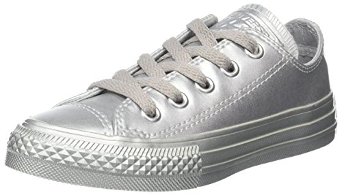 Converse CTAS Ox Metallic Synth Leather, Zapatillas Tobilleras Unisex niños, Argento Silver Silver Silver, 28 EU