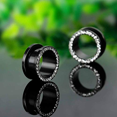 COOEAR Dilatadores dilatadores dilatadores para oreja, pendientes de acero con gemas de joyería para mujer, tamaño 8g(3mm) a 5/8"(16mm)