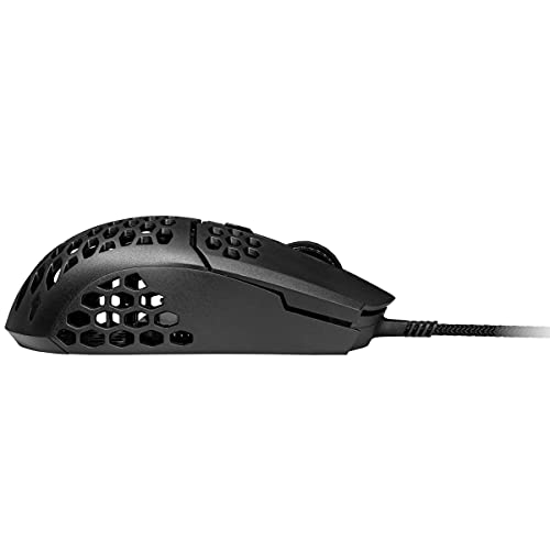 Cooler Master MM710 Ratón Gaming ligero 53g con Cable - Sensor Optico16000 DPI, Conmutadores Omron 20 millones Clics, Pies PTFE Desplazamiento Suave, Coraza Forma Panel Abeja, Negro Opaco