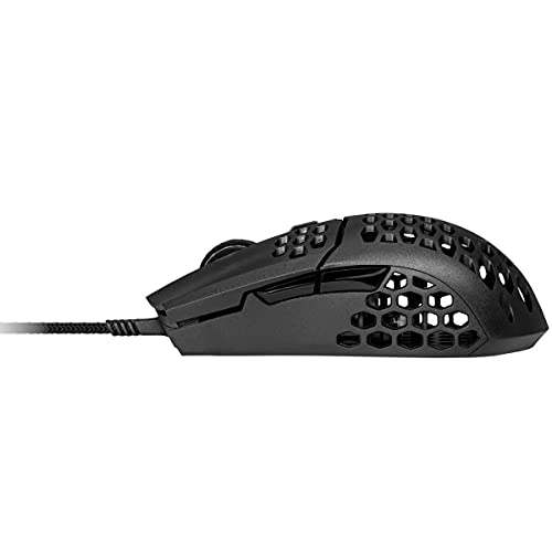 Cooler Master MM710 Ratón Gaming ligero 53g con Cable - Sensor Optico16000 DPI, Conmutadores Omron 20 millones Clics, Pies PTFE Desplazamiento Suave, Coraza Forma Panel Abeja, Negro Opaco