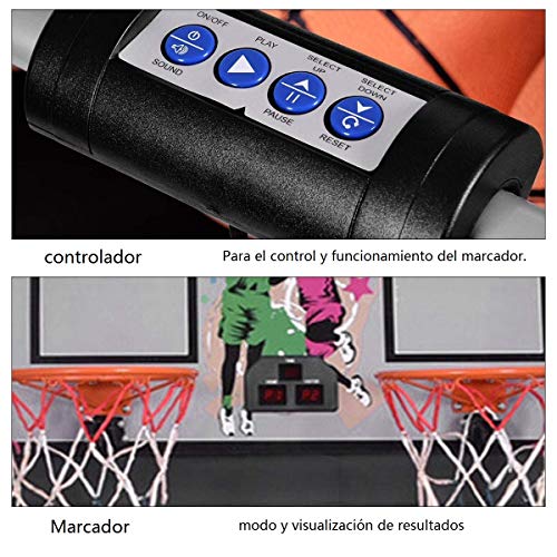 COSTWAY Juego de Canastas Plegable Máquina de Baloncesto Juguete Contador y Marcador Electrónico con Soporete Red Cesta de Baloncesto 4 Baloncestos