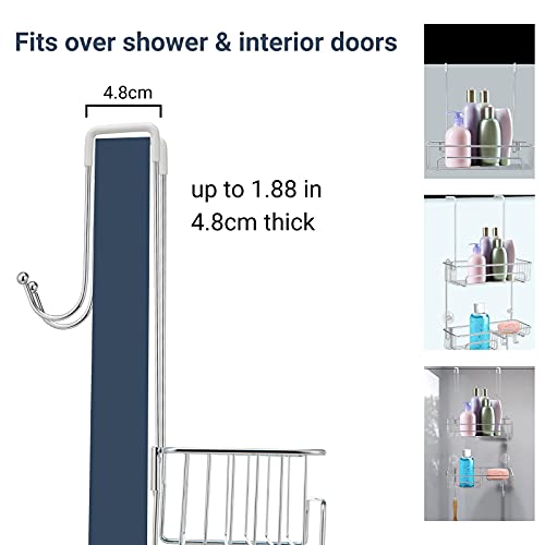 COSYLAND Estante de Ducha, Estante de Ducha para Colgar de Acero Inoxidable, Cesto de ducha, Cesto de baño para Colgar sin Taladrar para Baño, 32 x 12x 66cm