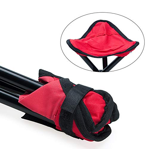 COVVY Taburete de trípode portátil plegable pequeña silla de lona de 3 patas para senderismo, camping, pesca, picnic, playa, barbacoa, viaje, mochilero, asiento de jardín (rojo)