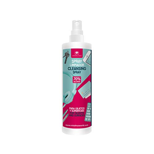 CRISTALINAS SPRAY PULVERIZADOR Limpiador Objetos y Superficies. Alcohol 70% (Etanol Cosmético). 100ml (Pack 12)