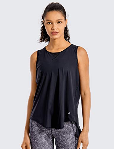 CRZ YOGA Camiseta Deportiva de Tirantes Prendas Deportivas para Mujer de Fitness Espalda Abierta Negro 38