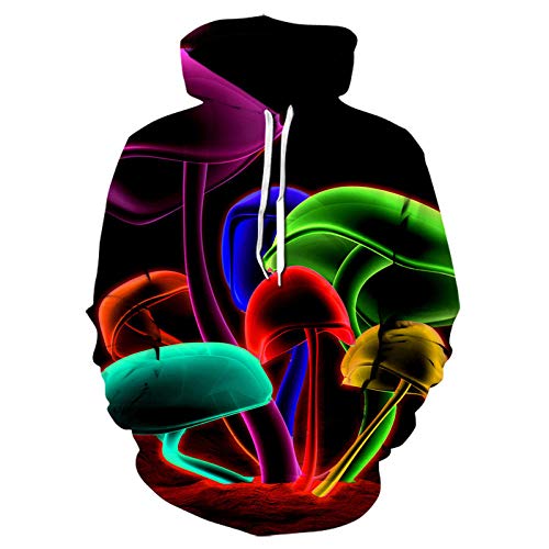 CYGGLL Colorful Mushroom 3D Fashion Jacket Sudadera con Capucha Tamaño Wombat Cap Unisex Pullover Primavera Y Otoño Ropa Deportiva-L