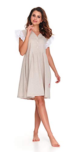 Doctor Nap - Camisón de maternidad para mujer, para hospital, para embarazo y maternidad beige S