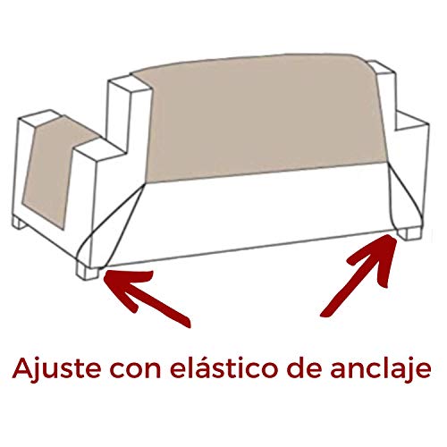 Domum - Funda para Sofá de 3 Plazas y Sillón Reclinable | Fabricado en España | Color Beige | Cubre Sofá Reversible y Acolchado | Protege del Desgaste Diario y del Paso de Mascotas