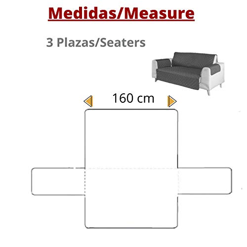 Domum - Funda para Sofá de 3 Plazas y Sillón Reclinable | Fabricado en España | Color Beige | Cubre Sofá Reversible y Acolchado | Protege del Desgaste Diario y del Paso de Mascotas