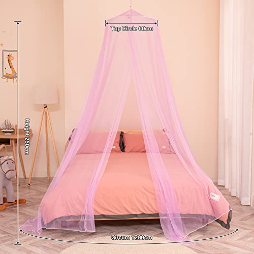 Dosel de cama de princesa con pompones Colgante de gasa Mosquitera para niños Castillo al aire libre de interior Tienda de juegos Tienda colgante Casa Decoración Rincón de lectura - Púrpura