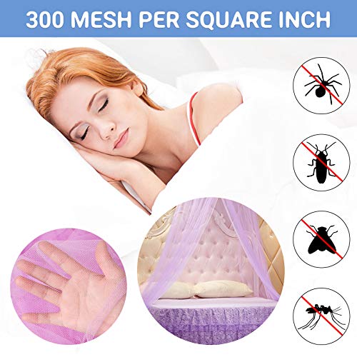 Dosel de cama de princesa con pompones Colgante de gasa Mosquitera para niños Castillo al aire libre de interior Tienda de juegos Tienda colgante Casa Decoración Rincón de lectura - Púrpura