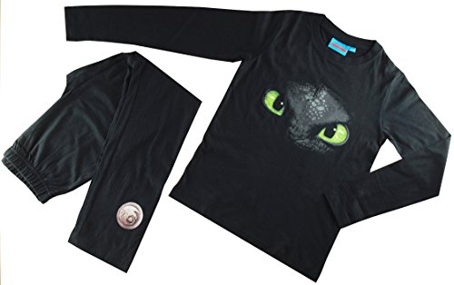 Dragons DreamWorks - Pijama infantil sin dientes (tallas 104 a 158), color negro Negro 104/110 cm