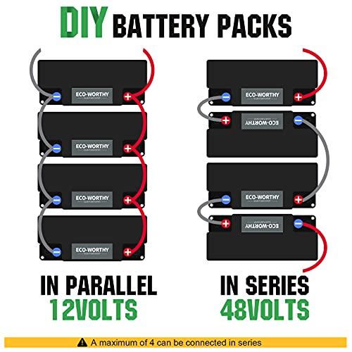 ECO-WORTHY 12V 20Ah Batería recargable de fosfato de litio y hierro LiFePO4 con más de 3000 veces de ciclo profundo y protección BMS para kit de panel solar, scooter, RV, marino, hogar, scooter