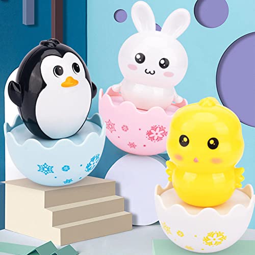 Ecoticfate Juguete de pingüino Wobbler para bebé Juguetes de Vaso oscilante con Forma de Huevo de Animales de Conejo de Pollo Juguete Musical Infantil Montessori para niños pequeños de 6 a 12 Meses