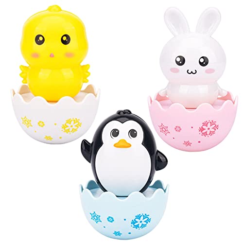 Ecoticfate Juguete de pingüino Wobbler para bebé Juguetes de Vaso oscilante con Forma de Huevo de Animales de Conejo de Pollo Juguete Musical Infantil Montessori para niños pequeños de 6 a 12 Meses