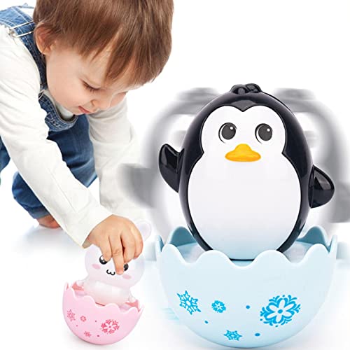 Ecoticfate Juguete de pingüino Wobbler para bebé Juguetes de Vaso oscilante con Forma de Huevo de Animales de Conejo de Pollo Juguete Musical Infantil Montessori para niños pequeños de 6 a 12 Meses