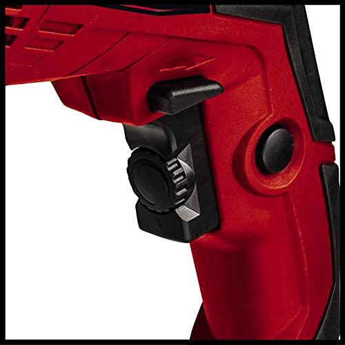 Einhell Taladro de impacto con cable - TE-ID 500 E. 240 V, 550 W, selector de velocidad, engranaje metálico, tope de profundidad de perforación ajustable, 5 taladros para piedra. Incluye maletín