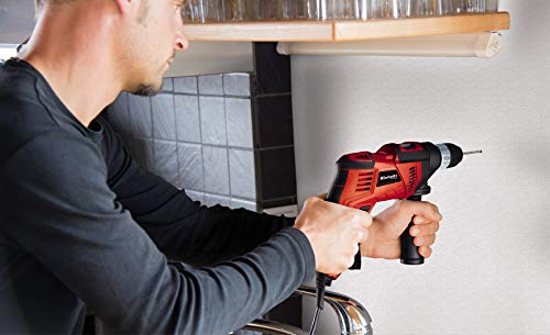 Einhell Taladro de impacto TC-ID 550 E (550 W, electrónica de control de velocidad, preselección de velocidad, rotación en el sentido de las agujas del reloj/antihorario, mango adicional)