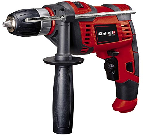 Einhell Taladro de impacto TC-ID 550 E (550 W, electrónica de control de velocidad, preselección de velocidad, rotación en el sentido de las agujas del reloj/antihorario, mango adicional)