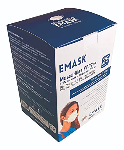 elalmacendelcolchon Macarilla FFP2 CE 0370, 25 uds. Pieza nasal Suave/ Ajustable - Color Azul