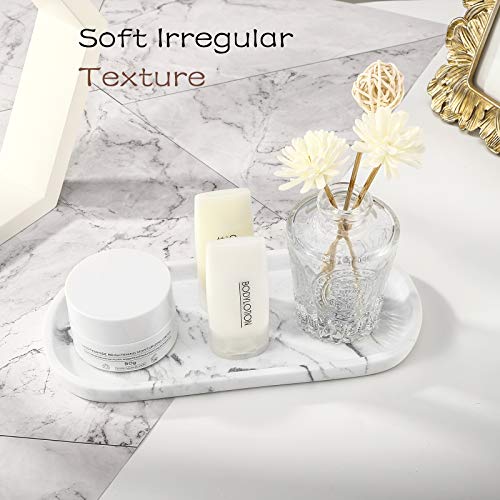 Emibele Bandeja Elíptica para Joyas, 25 x 11 cm Organizador de Resina Decorativo Duradero Impermeable Soporte para Cosméticos Relojes Perfumes Adornos Baño Tocador Escritorio - Arena Blanca