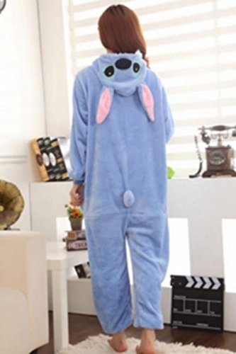 Emmarcon - Disfraz de carnaval halloween pijama cálido de animales kigurumi cosplay zoológico onesies M/altezza 160-169cm,max 80kg Stitch azzurro