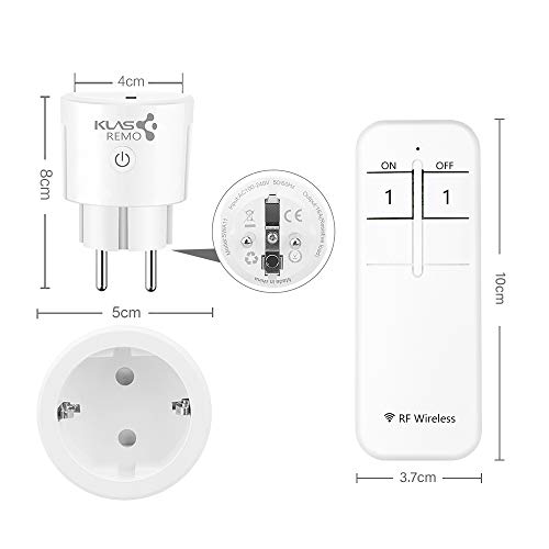 Enchufe Inteligente, Enchufe con mando a distancia,Enchufe con 1 Control Remoto Enchufe Smart 16A Smart Plug