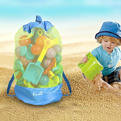 EocuSun Bolsa Grande de Malla para Juguetes de Playa Mochila Duradera con Cordón Ajustable para Nadar y Jugar en la Piscina para Niños Juguetes para Niños Bolsas de Almacenamiento No Están Incluidos