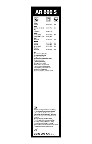 Escobilla limpiaparabrisas Bosch Aerotwin AR609S, Longitud: 600mm/600mm – 1 juego para el parabrisas (frontal)