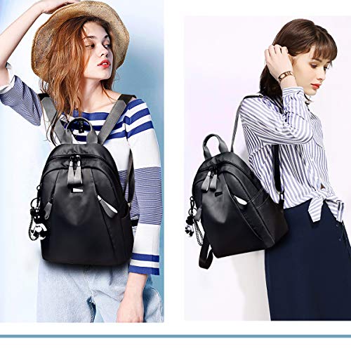 Eshow Mochila Bolso Bandolera Negro para Mujeres y Chicas de Tela Oxford Viaje Casual Escolares Universidad Moda