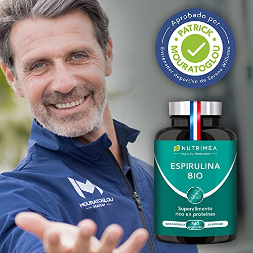 Espirulina Ecológica Suministro para 6 Meses | 540 Comprimidos de 500mg | 100% BIO Vegano | Ideal Deporte Musculación Detox Antioxidante Subir Defensas | Rico en Vitaminas Proteínas y Oligoelementos