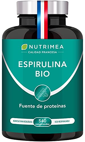 Espirulina Ecológica Suministro para 6 Meses | 540 Comprimidos de 500mg | 100% BIO Vegano | Ideal Deporte Musculación Detox Antioxidante Subir Defensas | Rico en Vitaminas Proteínas y Oligoelementos