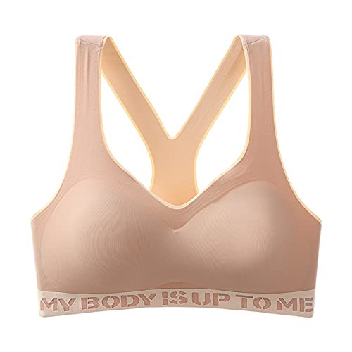 Esque Sujetador De Ropa Interior Sin Espalda para Mujeres- Deportes Talla Grande Yoga Fitness-Mujeres Casual TamañO Fitness La Interior-Set Bralette Y Braguita EróTica Mujer-Ajustable-Beige-XXL