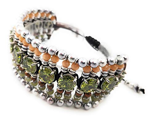 Exoal Pulsera para Mujer de Algodón con Piedras Naturales