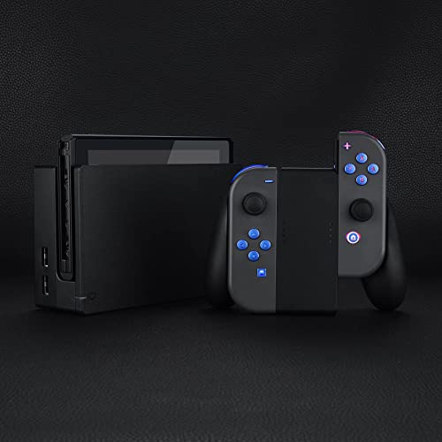 eXtremeRate DFS LED Botones Kit para Nintendo Switch Teclas de 7 Colores 9 Modos Control NS Joycon ABXY Gatillos Dirección Botones Luminosos para Joy-con Switch-No Incluye Joycon(De Azul a Violeta)