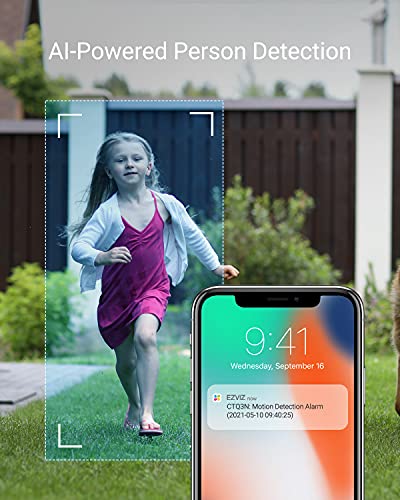 EZVIZ Cámara de Vigilancia Exterior de Visión Nocturna en Color, Cámara Bala de Seguridad con Defensa Activa Luz Estroboscópica, AI Detección Humana, IP67, Compatible con Alexa y Google. CTQ3N 1080P