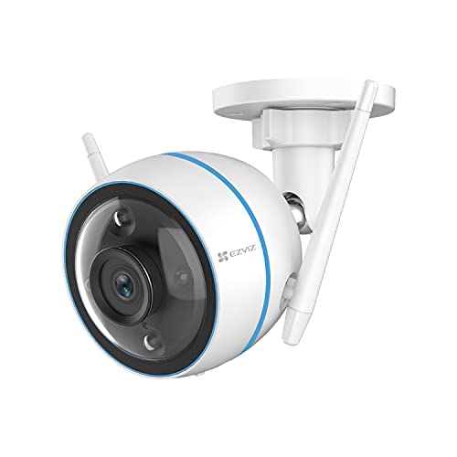 EZVIZ Cámara de Vigilancia Exterior de Visión Nocturna en Color, Cámara Bala de Seguridad con Defensa Activa Luz Estroboscópica, AI Detección Humana, IP67, Compatible con Alexa y Google. CTQ3N 1080P