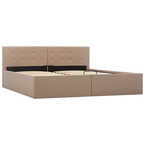 Festnjght Cama Canapé Hidráulica Cuero Sintético 160x200 cm | Cama Individual Estructura de Cama Doble con Espacio de Almacenamiento Debajo de la Cama