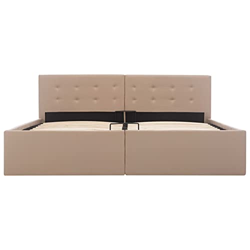 Festnjght Cama Canapé Hidráulica Cuero Sintético 160x200 cm | Cama Individual Estructura de Cama Doble con Espacio de Almacenamiento Debajo de la Cama