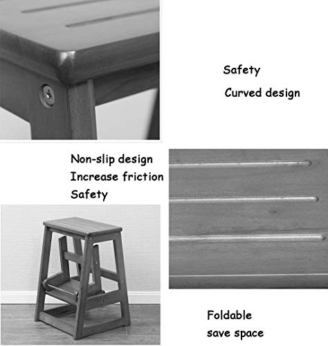 FFYN Escalera de Mano transformable Taburete Plegable de 2 escalones/Escalera/Madera Escalera Taburete de Escalera mecánica Silla de Paso extendida Uso intensivo Servicio Pesado Máx