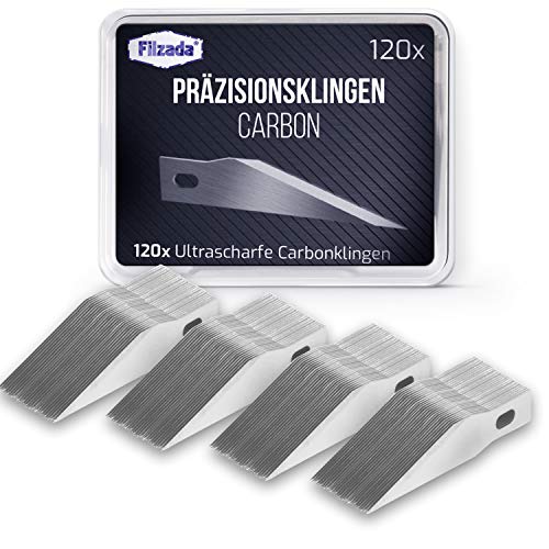 Filzada® 120x Ultrasharp Cuchillas de bisturí - hojas de repuesto para bisturís, cuchillos de pasatiempo, cuchillos de artesanía - incl. caja de almacenamiento