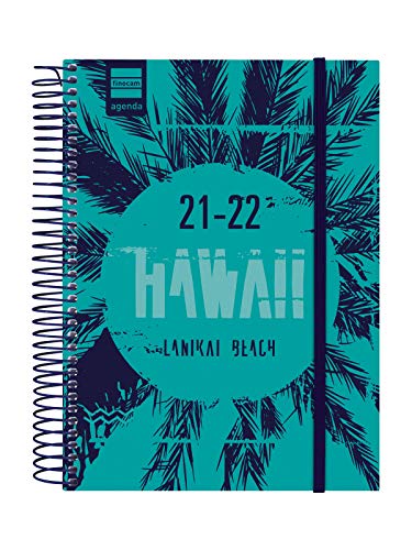 Finocam Agenda 2021 2022 1 Día página Septiembre 2021, Junio 2022 10 meses y Julio/Agosto resumidos 4º, 155x212 Secundaria Hawaii Español