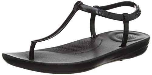 FitFlop Iqushion Splash-Pearlised, Sandalias Flip-Flop Mujer, Negro (Black 001), 38 EU