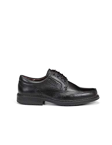 Fluchos | Zapato de Hombre | Clipper 9579 Cidacos Negro Zapatos Confort | Zapato de Piel de Ternera de Primera Calidad | Cierre con Cordones | Piso de Goma Personalizado