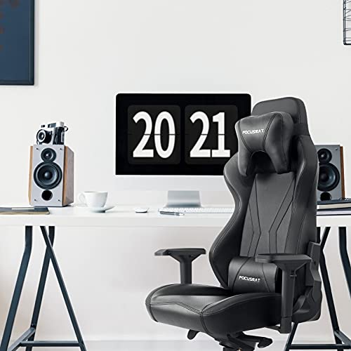 Focuseat Silla ergonómica de Oficina para Juegos, Grande y Alta, Silla para computadora de Carreras con Respaldo Alto, reposacabezas y Soporte Lumbar, Silla de Escritorio Grande para PC para Adultos