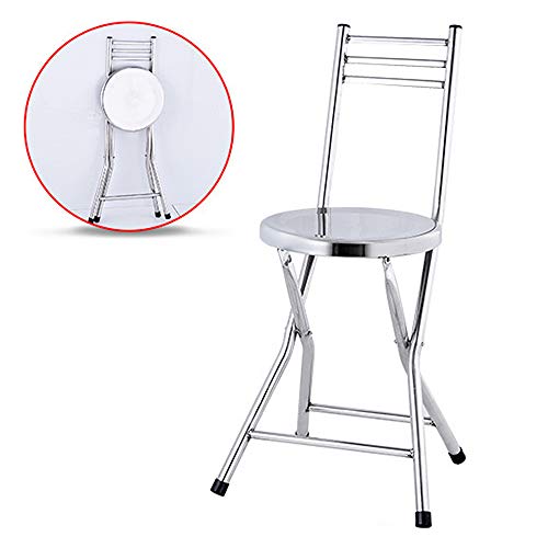 Folding chair Taburete Plegable de Acero Inoxidable Silla de Comedor para el hogar Taburete con Respaldo Banco pequeño Silla Plegable portátil Simple Silla de Escritorio Silla con respaldo-76 × 30cm