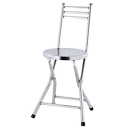 Folding chair Taburete Plegable de Acero Inoxidable Silla de Comedor para el hogar Taburete con Respaldo Banco pequeño Silla Plegable portátil Simple Silla de Escritorio Silla con respaldo-76 × 30cm